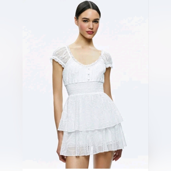 Alice + Olivia Dresses & Skirts - Alice + Olivia Gracie Ruffle Chiffon Eyelet Romper
